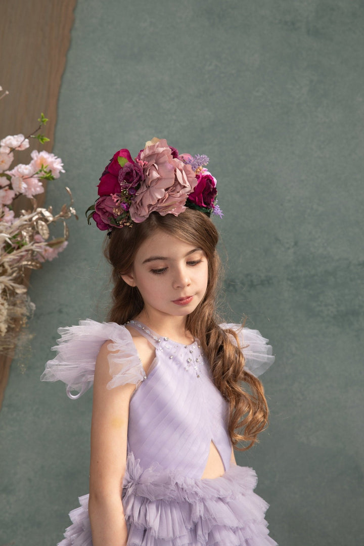 Kids Frida Headband: Magenta & Purple Flower Hairband – handmade floral hair accessory by magaela