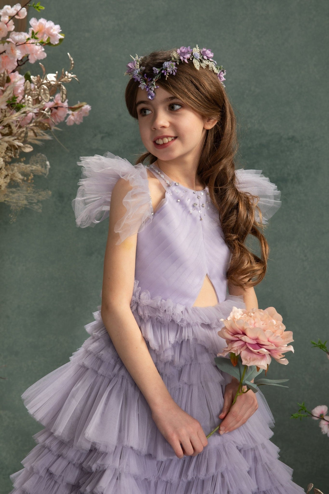 Elven Flower Tiara: Lilac Bridal Wedding Crown – handmade floral hair accessory by magaela