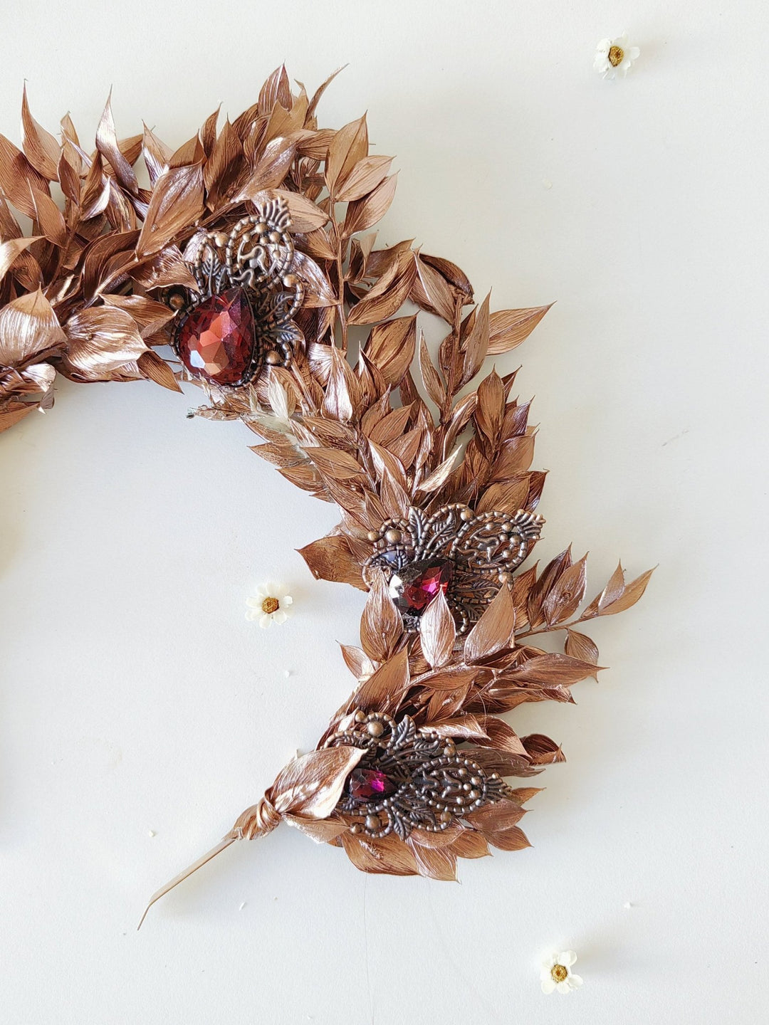 Bronze Bridal Crown: Glamour Flower Hair Tiara, Vintage Wedding – handmade floral hair accessory by magaela