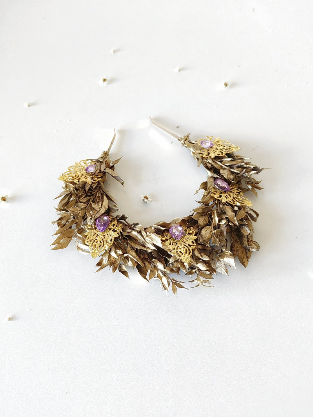 Golden Leaf Wedding Crown: Bridal Glam Hair Tiara – handmade floral hair accessory by magaela