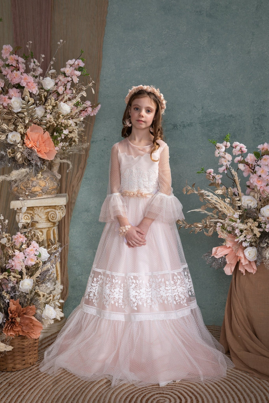 Floral Candle Decoration: Handmade First Holy Communion Candle Wreath – handmade floral hair accessory by magaela