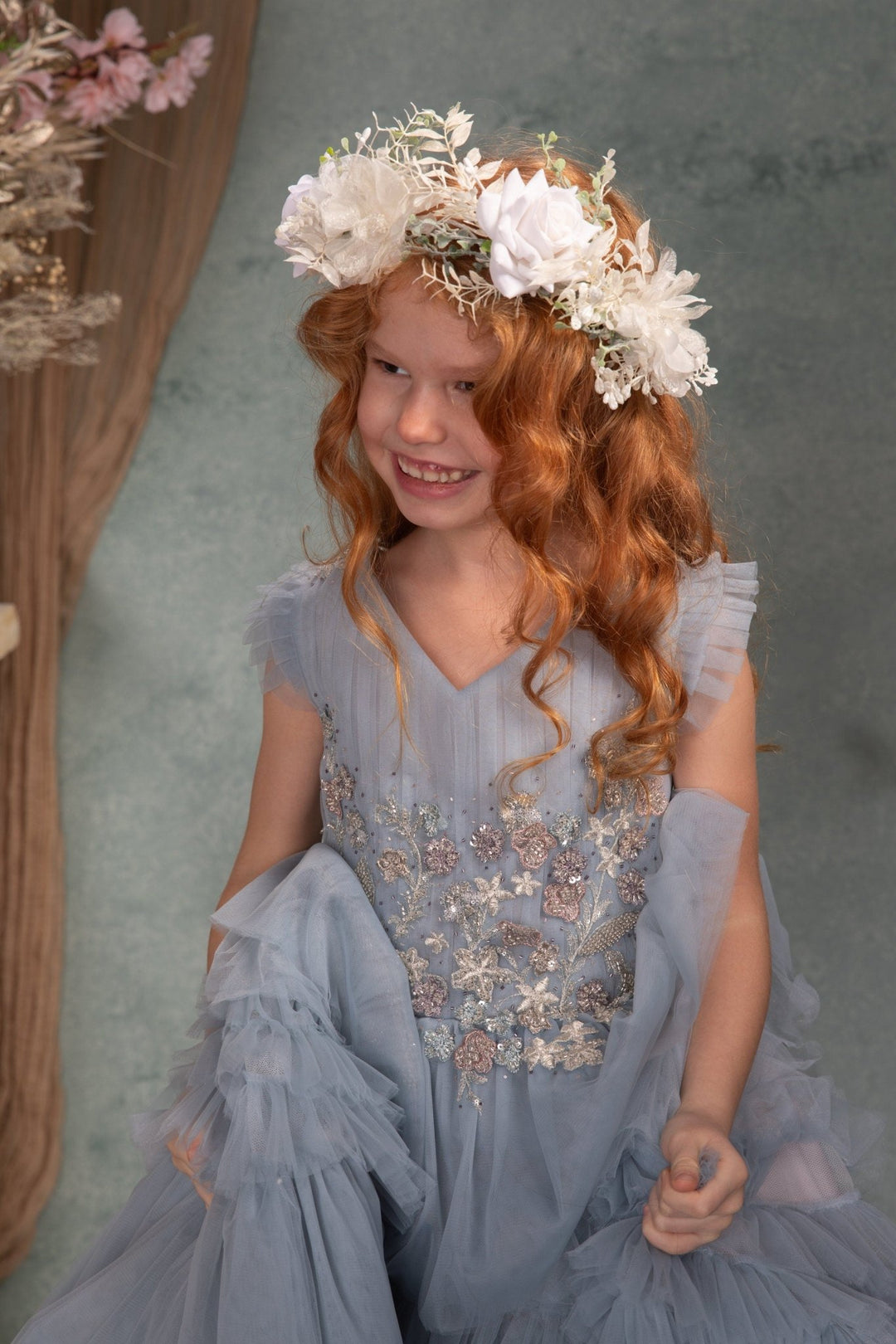 Boho Flower Wreath: Bridal Headpiece, Holy Communion Crown – handmade floral hair accessory by magaela