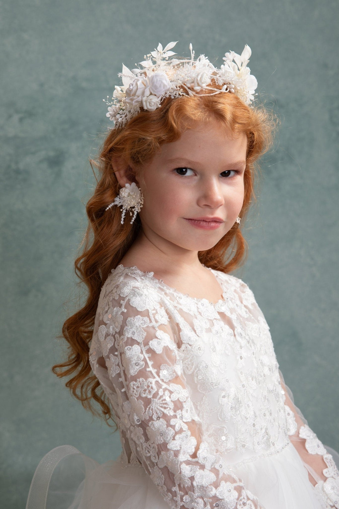 White Flower Crown: First Communion Wreath, Bridal Headpiece – handmade floral hair accessory by magaela