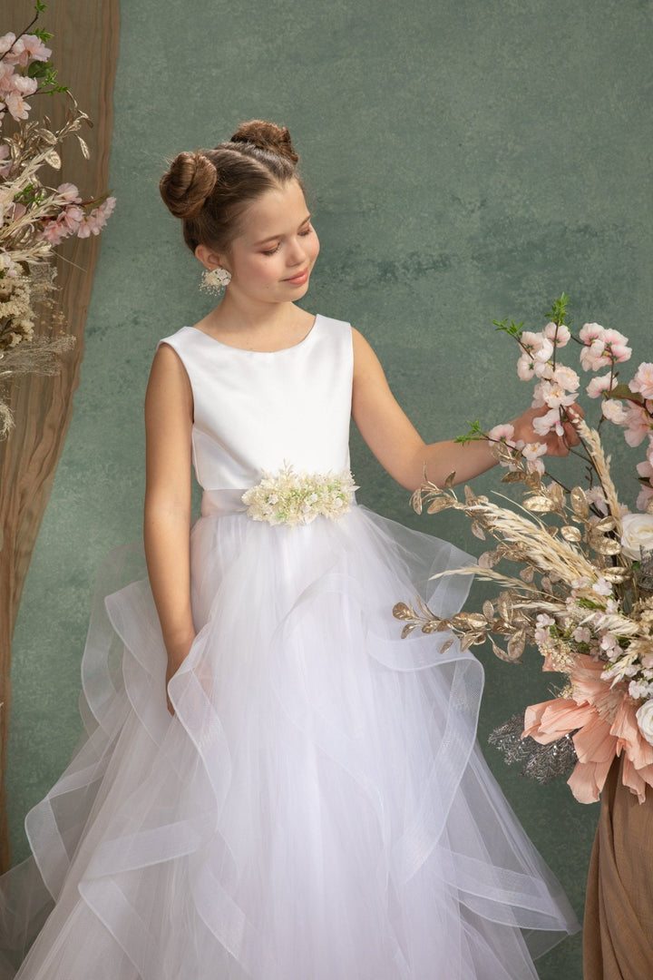 Cream Flower Girl Belt: Romantic First Communion Dress Sash – handmade floral hair accessory by magaela