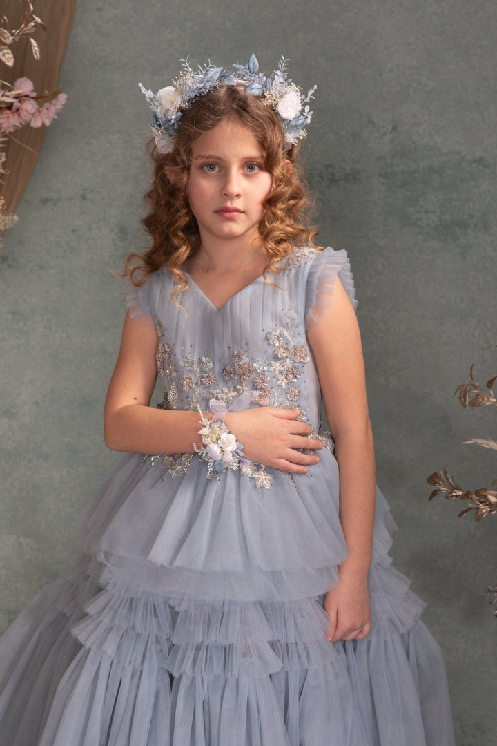 White & Blue Flower Crown: First Communion Bridal Headpiece – handmade floral hair accessory by magaela