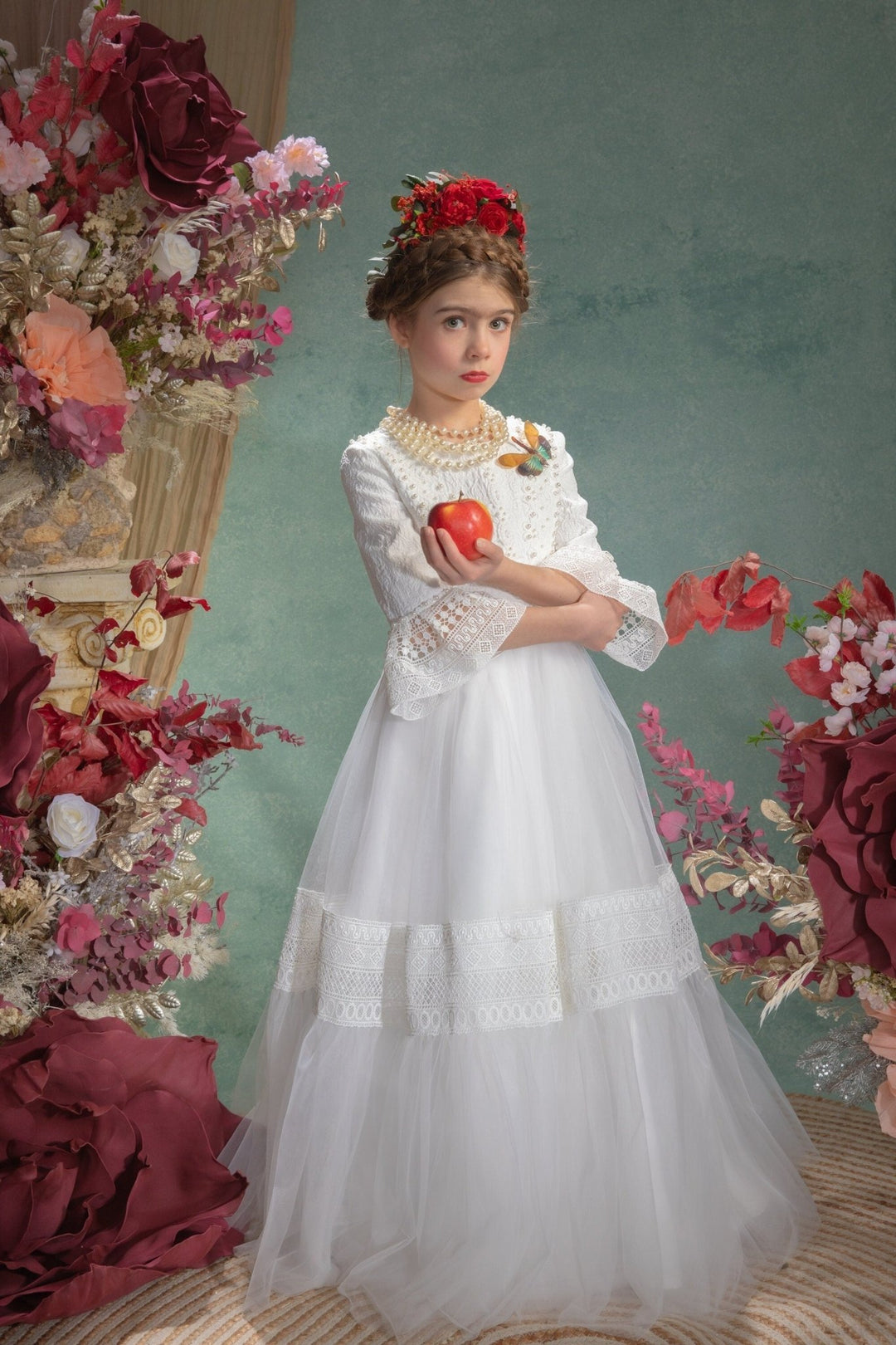 Red Frida Flower Headband: Little Frida, Mexican Floral Crown – handmade floral hair accessory by magaela