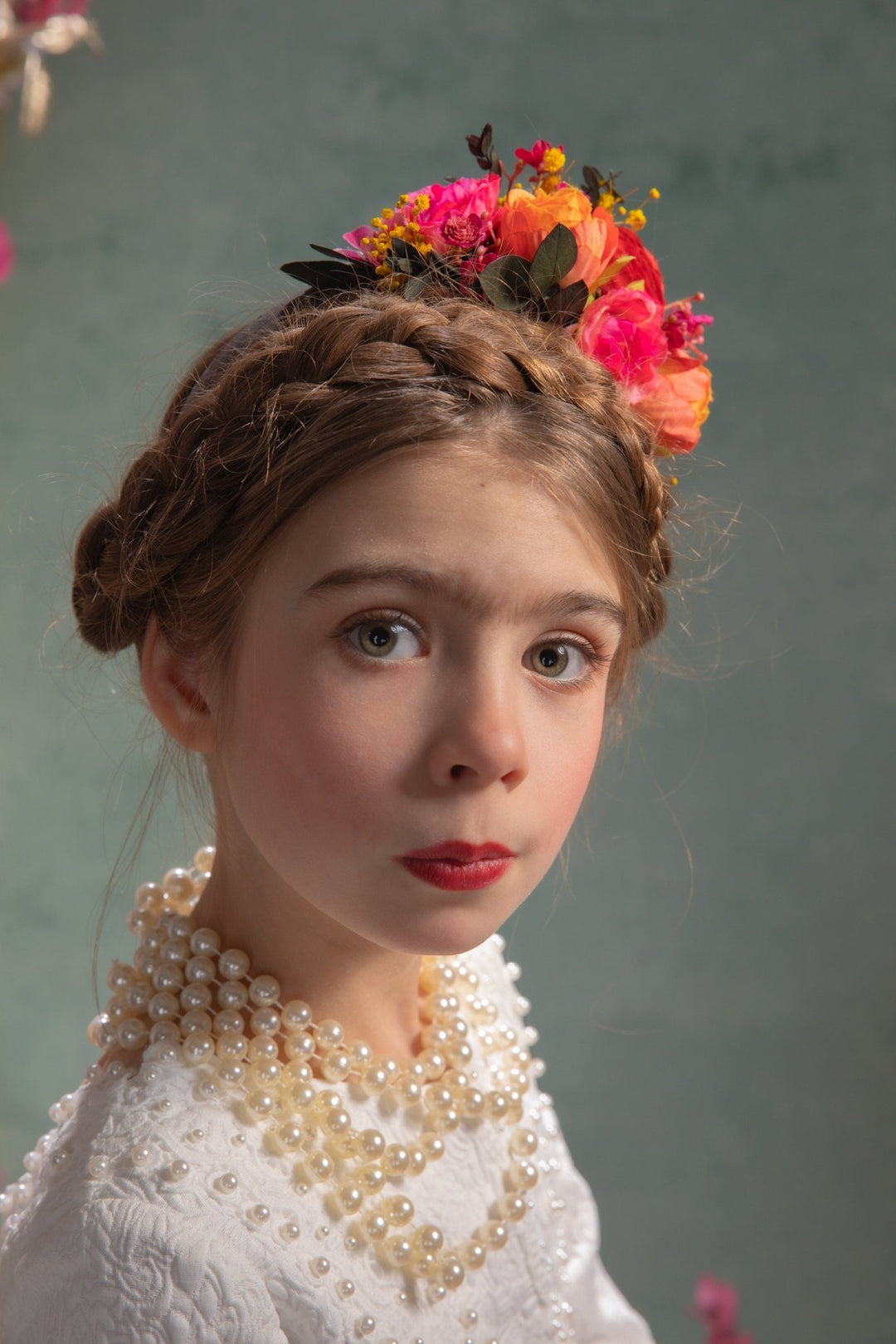 Frida Flower Headband: Pink, Red, Orange - Halloween Costume – handmade floral hair accessory by magaela