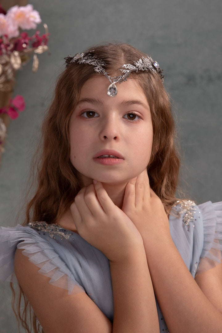 Silver Glamour Bridal Crown: Holy Communion Tiara – handmade floral hair accessory by magaela