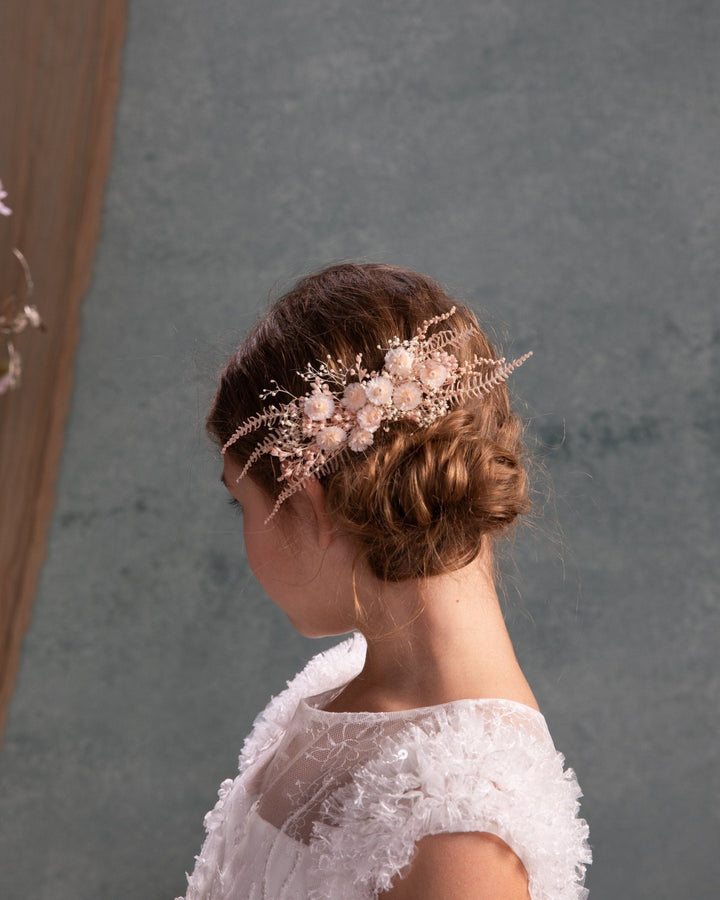 Pink Floral Hair Comb: Romantic Preserved Flower Bridal Accessory – handmade floral hair accessory by magaela