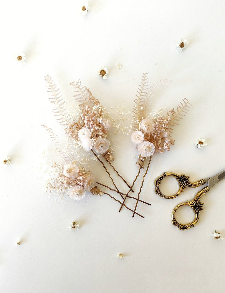 Pink Preserved Flower Hair Pin: First Communion Headpiece – handmade floral hair accessory by magaela