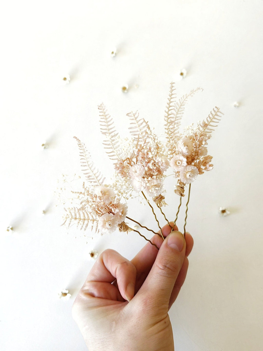 Pink Preserved Flower Hair Pin: First Communion Headpiece – handmade floral hair accessory by magaela