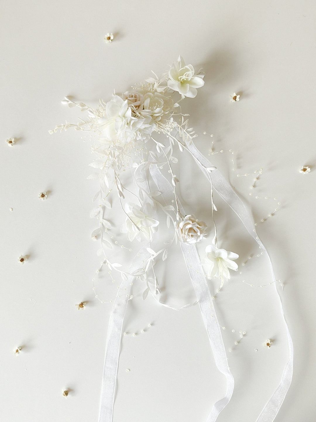Flower Hair Clip with Veil: First Communion Headpiece – handmade floral hair accessory by magaela