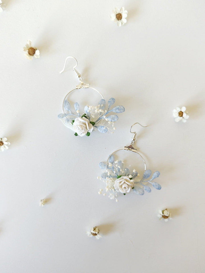 Handmade Flower Circle Earrings: Holy Communion Wedding Jewelry – handmade floral hair accessory by magaela