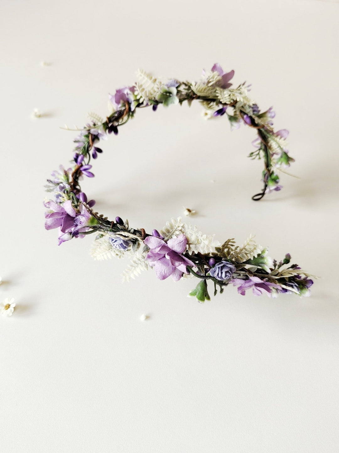 Elven Flower Tiara: Lilac Bridal Wedding Crown – handmade floral hair accessory by magaela