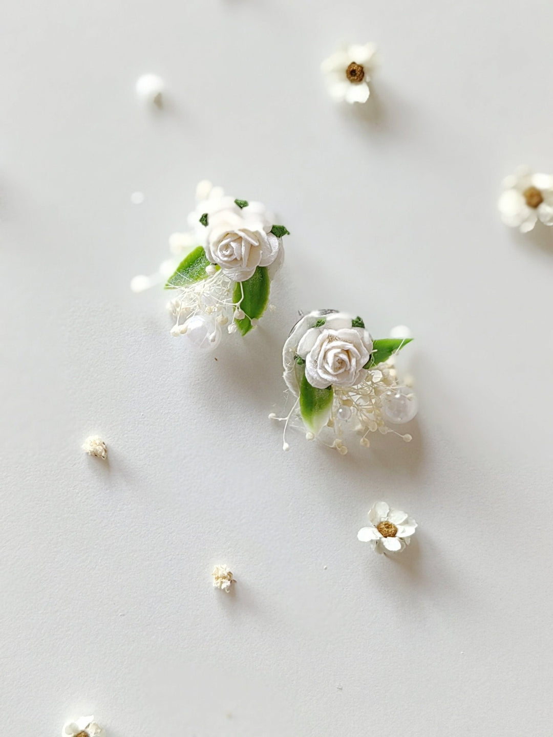 Floral Pearl Earrings: Handmade Communion Bridal Jewelry – handmade floral hair accessory by magaela