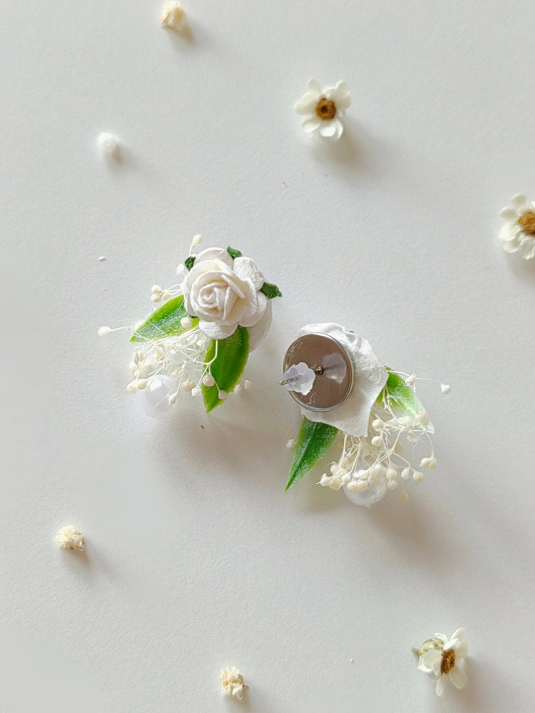 Floral Pearl Earrings: Handmade Communion Bridal Jewelry – handmade floral hair accessory by magaela