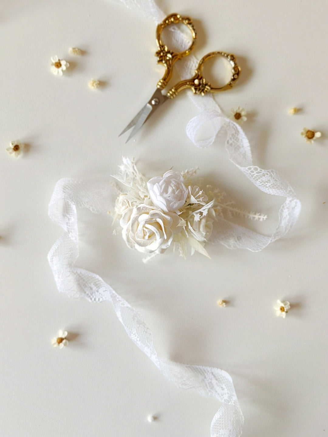 First Communion Flower Bracelet: Handmade Floral Lace Wrist Corsage – handmade floral hair accessory by magaela