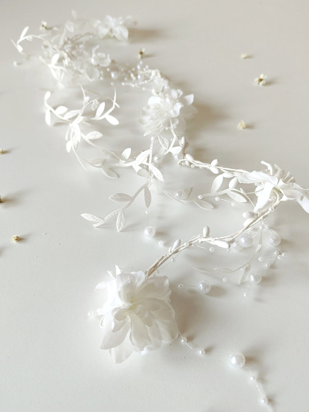 White Flower Hair Garland: First Communion Hair Vine – handmade floral hair accessory by magaela