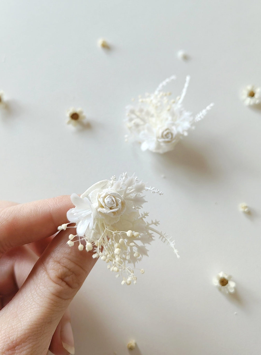 Handmade White Flower Earrings: Holy Communion Bridal Jewelry – handmade floral hair accessory by magaela