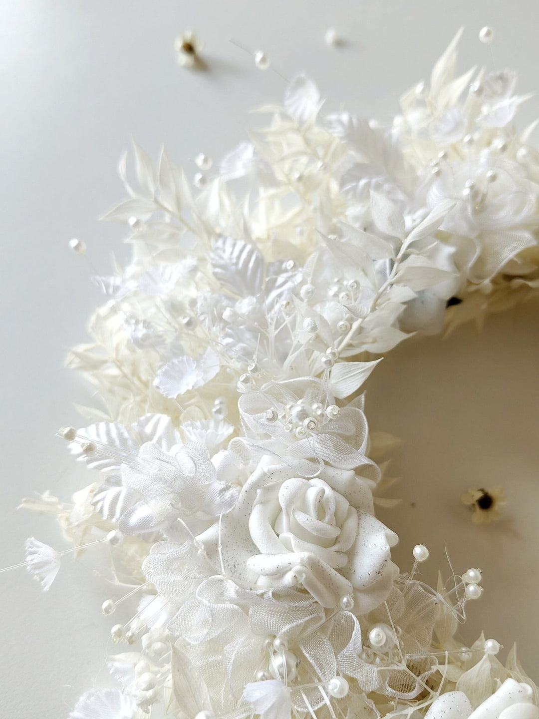 White Flower Crown: First Communion Bridal Headpiece – handmade floral hair accessory by magaela