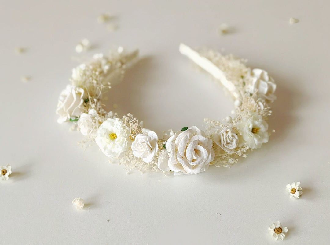 Ivory Flower Headband: Wedding Bridal Hair Accessory – handmade floral hair accessory by magaela