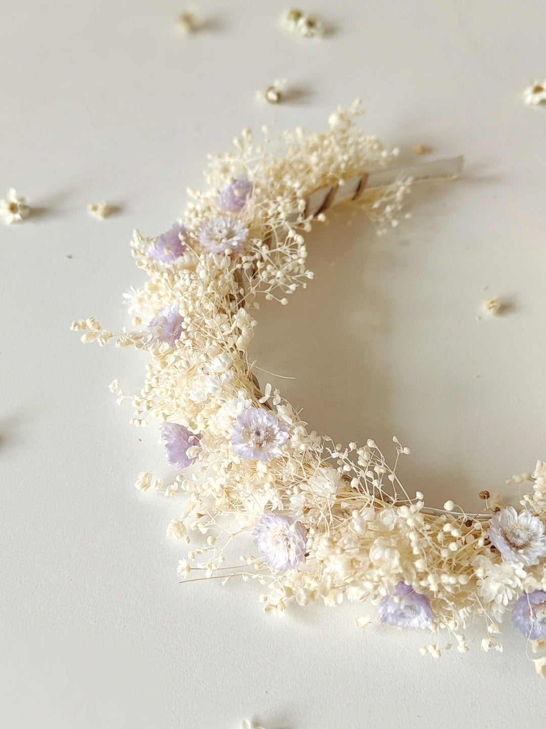 Preserved Flower Headband: Purple Cream Holy Communion Crown – handmade floral hair accessory by magaela