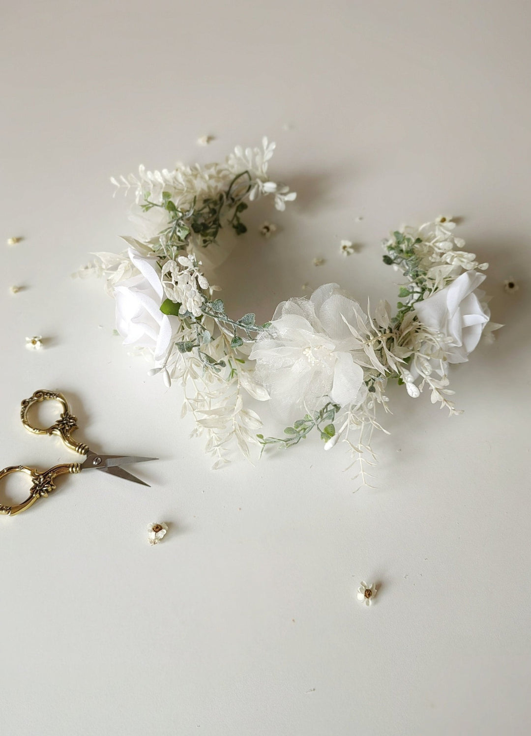 Boho Flower Wreath: Bridal Headpiece, Holy Communion Crown – handmade floral hair accessory by magaela