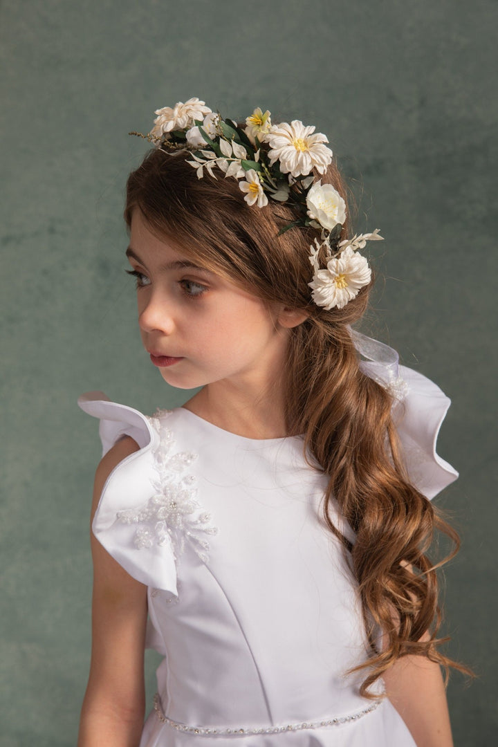 Cream Flower Wreath: Romantic Communion Headpiece – handmade floral hair accessory by magaela