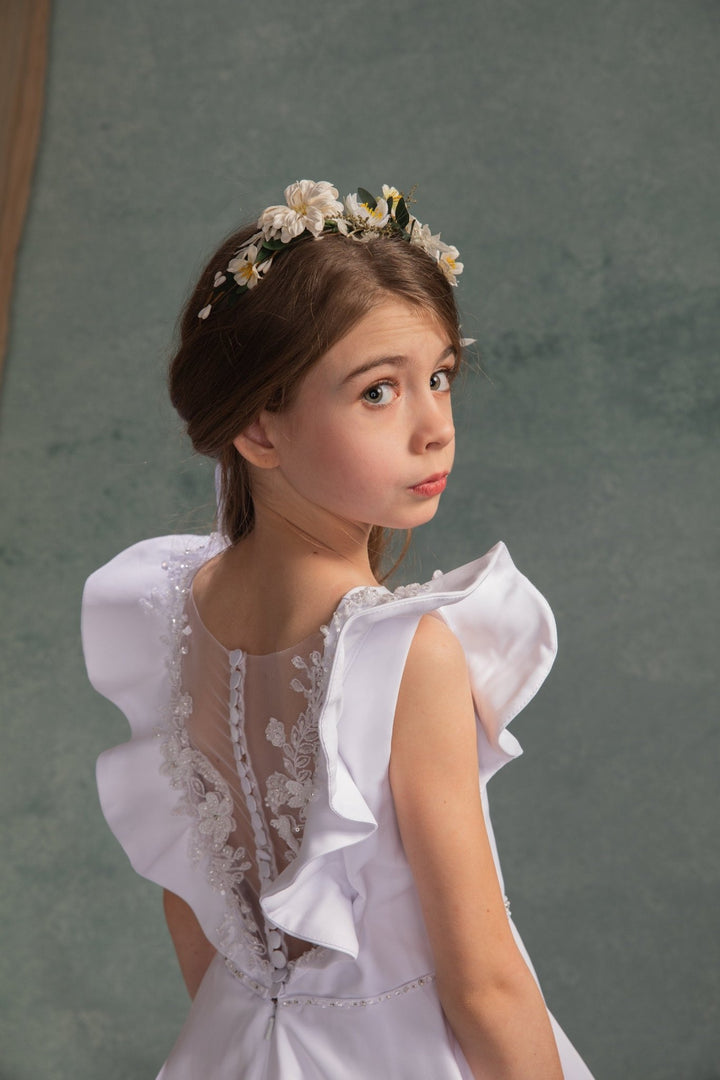 Cream Flower Wreath: Romantic Communion Headpiece – handmade floral hair accessory by magaela