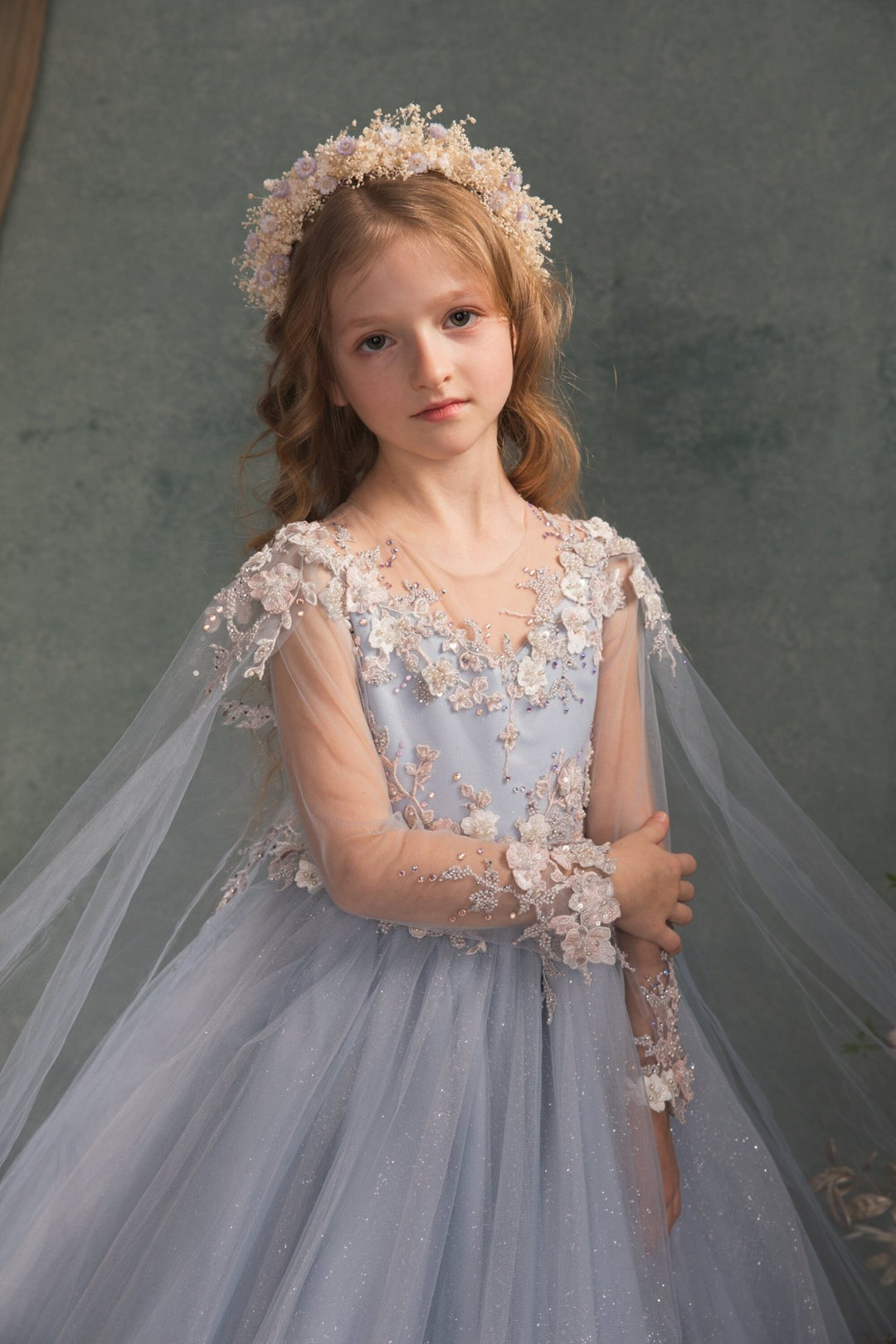 Preserved Flower Headband: Purple Cream Holy Communion Crown – handmade floral hair accessory by magaela