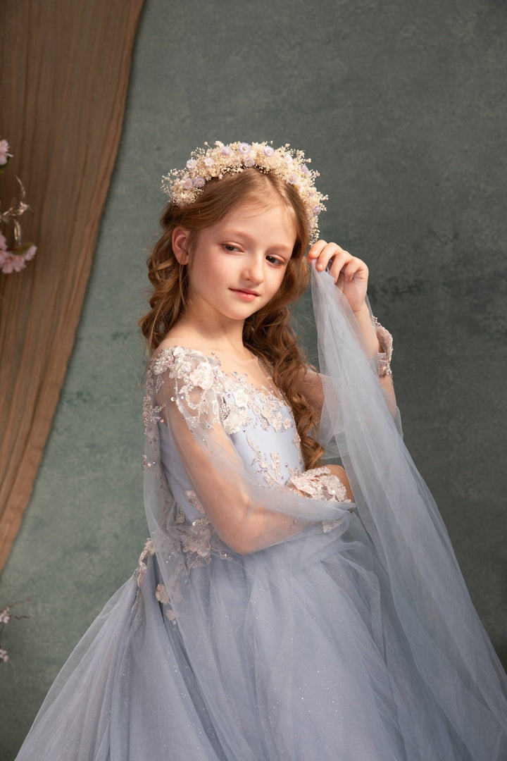 Preserved Flower Headband: Purple Cream Holy Communion Crown – handmade floral hair accessory by magaela