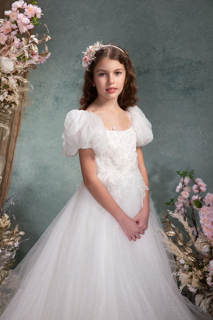 White & Pink Flower Headband: First Communion, Bridal Headpiece – handmade floral hair accessory by magaela