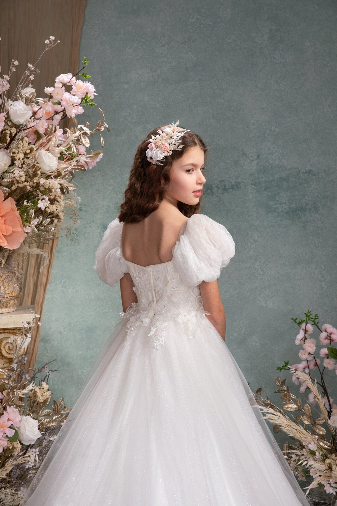 White & Pink Flower Headband: First Communion, Bridal Headpiece – handmade floral hair accessory by magaela