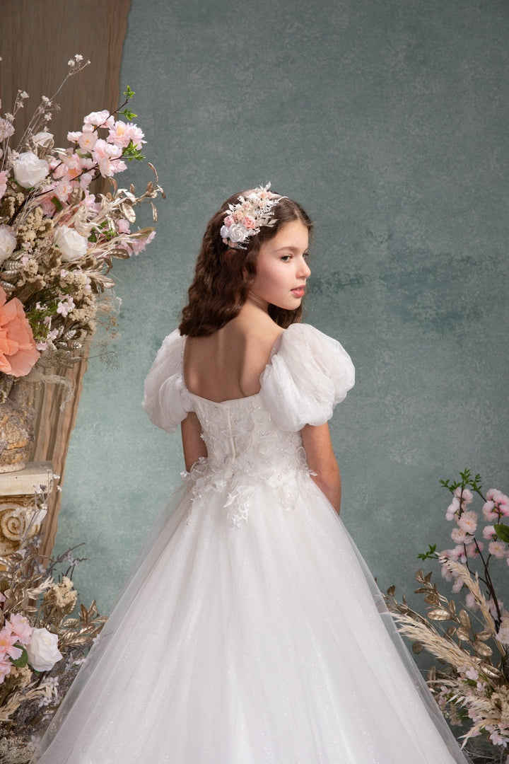 White & Pink Flower Headband: First Communion, Bridal Headpiece – handmade floral hair accessory by magaela