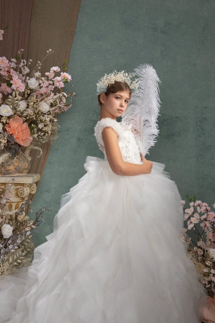 Vintage Bridal Flower Crown: Cream & Blue Wedding Headpiece – handmade floral hair accessory by magaela