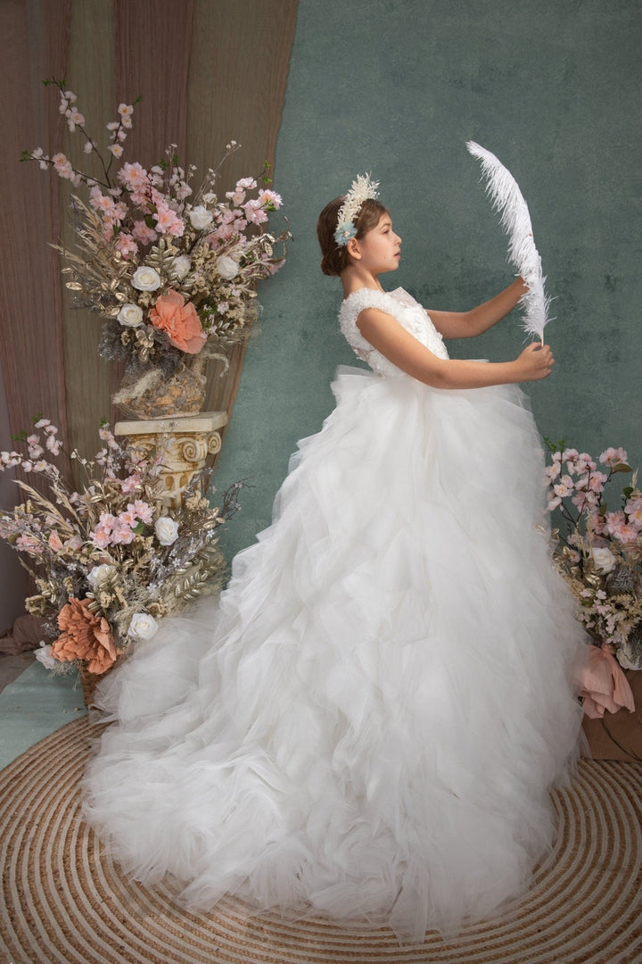 Vintage Bridal Flower Crown: Cream & Blue Wedding Headpiece – handmade floral hair accessory by magaela