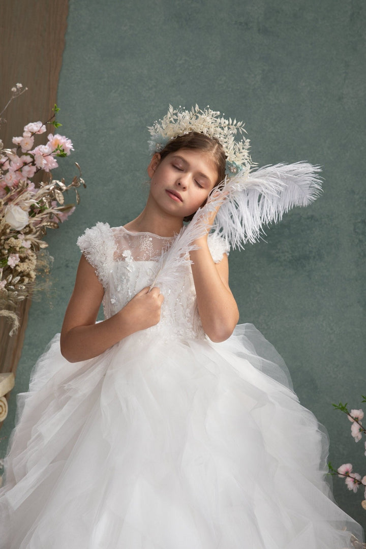 Vintage Bridal Flower Crown: Cream & Blue Wedding Headpiece – handmade floral hair accessory by magaela