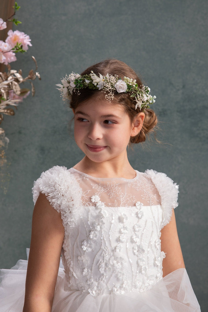 White Rose Flower Crown: First Communion Hair Wreath – handmade floral hair accessory by magaela