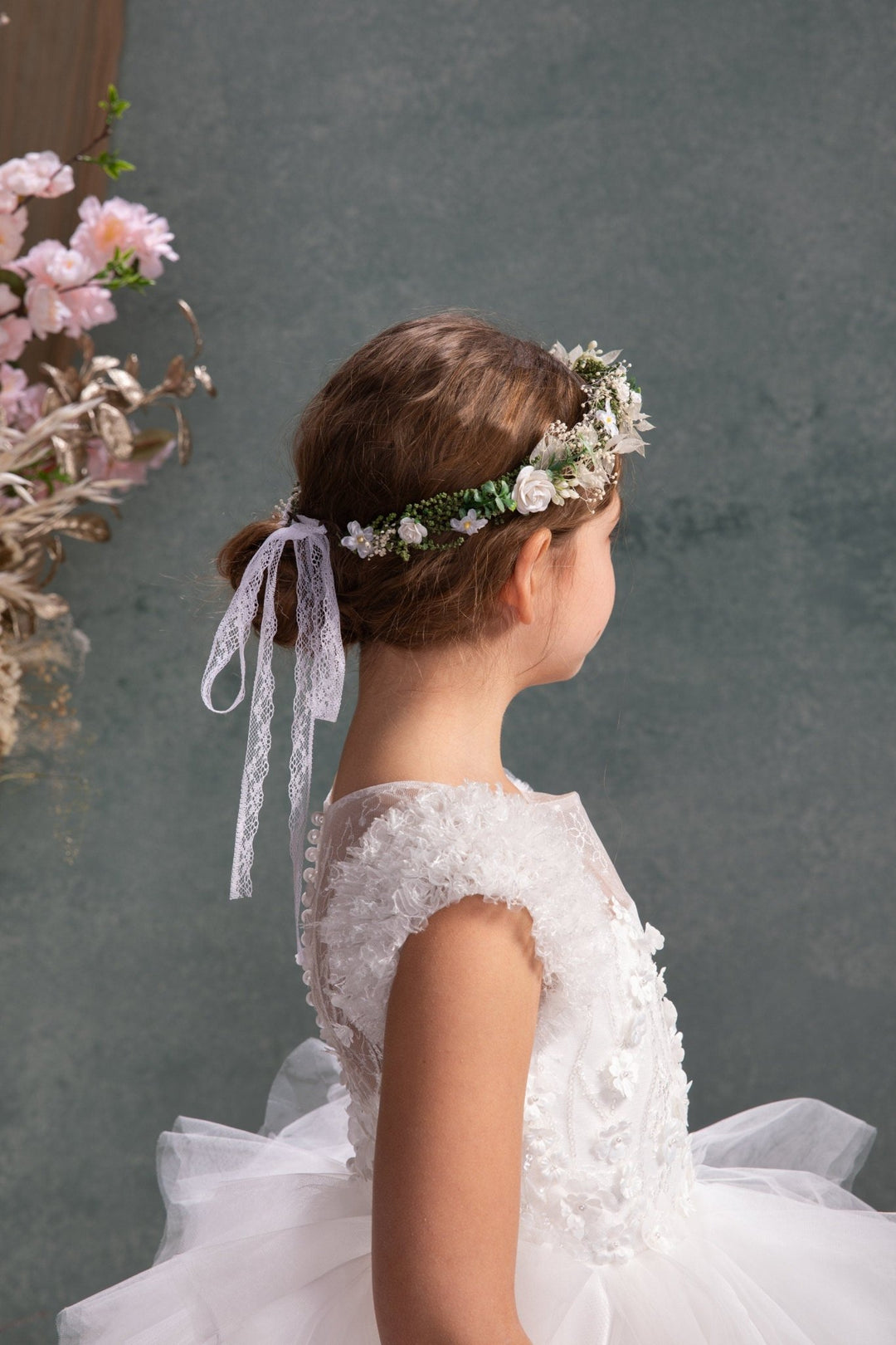 White Rose Flower Crown: First Communion Hair Wreath – handmade floral hair accessory by magaela