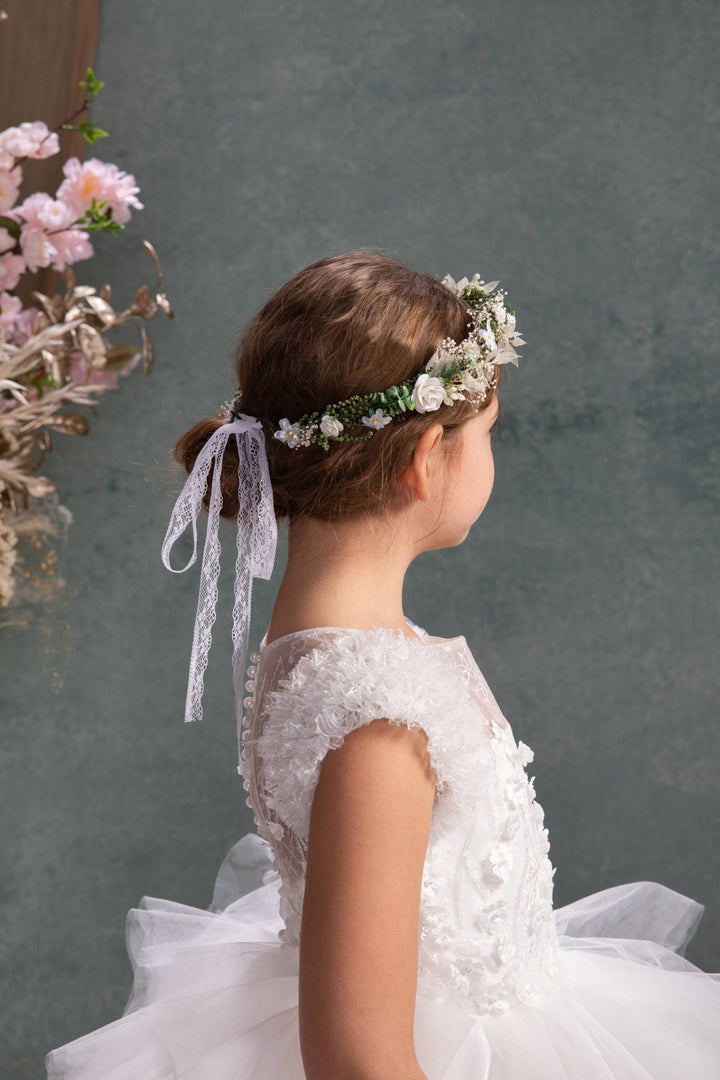 White Rose Flower Crown: First Communion Hair Wreath – handmade floral hair accessory by magaela
