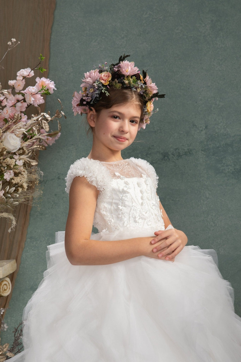 Pastel Flower Wedding Crown: Romantic Bridal Headpiece – handmade floral hair accessory by magaela