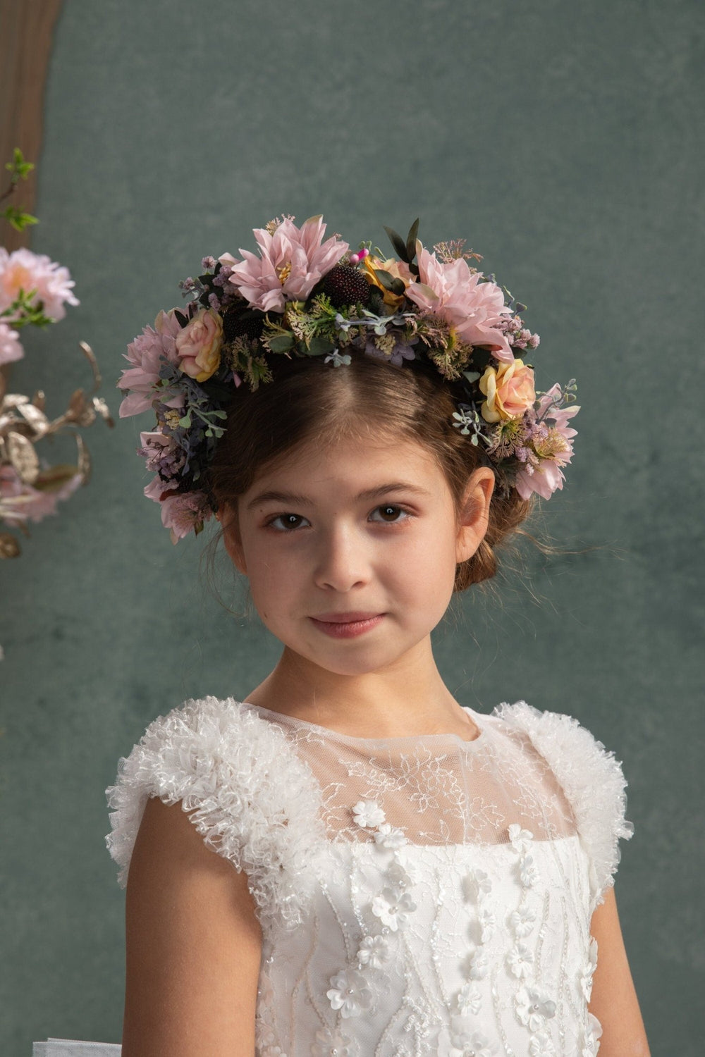 Pastel Flower Wedding Crown: Romantic Bridal Headpiece – handmade floral hair accessory by magaela