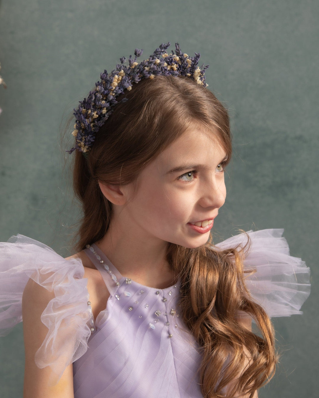 Lavender Bridal Flower Crown: Preserved Baby's Breath Headpiece – handmade floral hair accessory by magaela