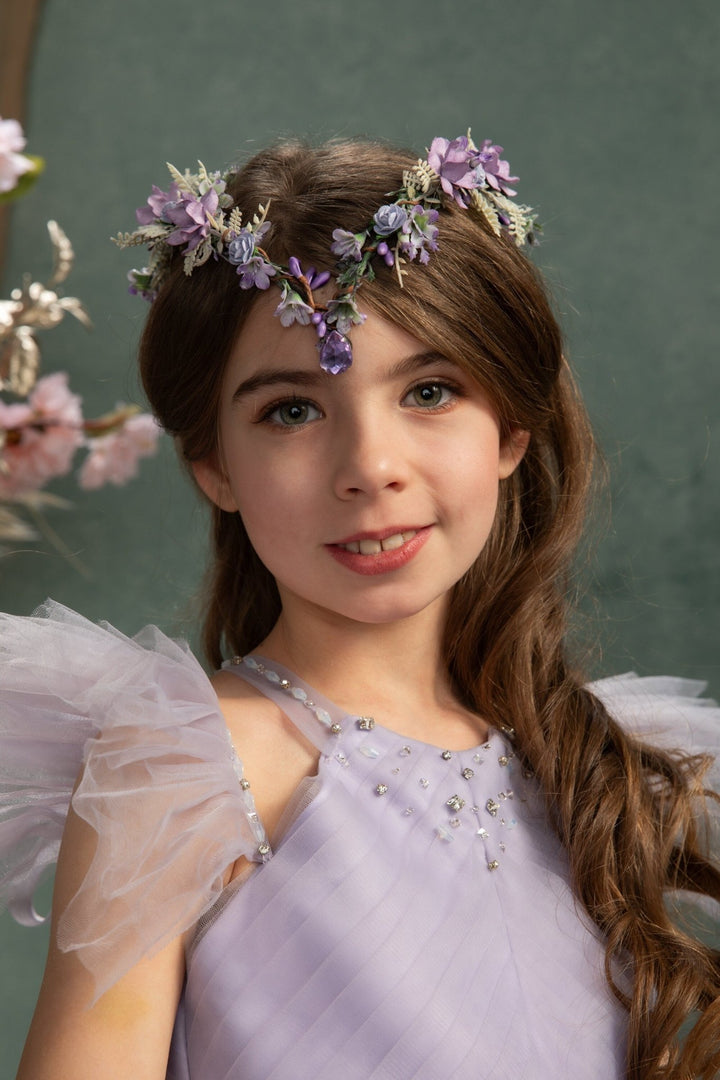 Elven Flower Tiara: Lilac Bridal Wedding Crown – handmade floral hair accessory by magaela