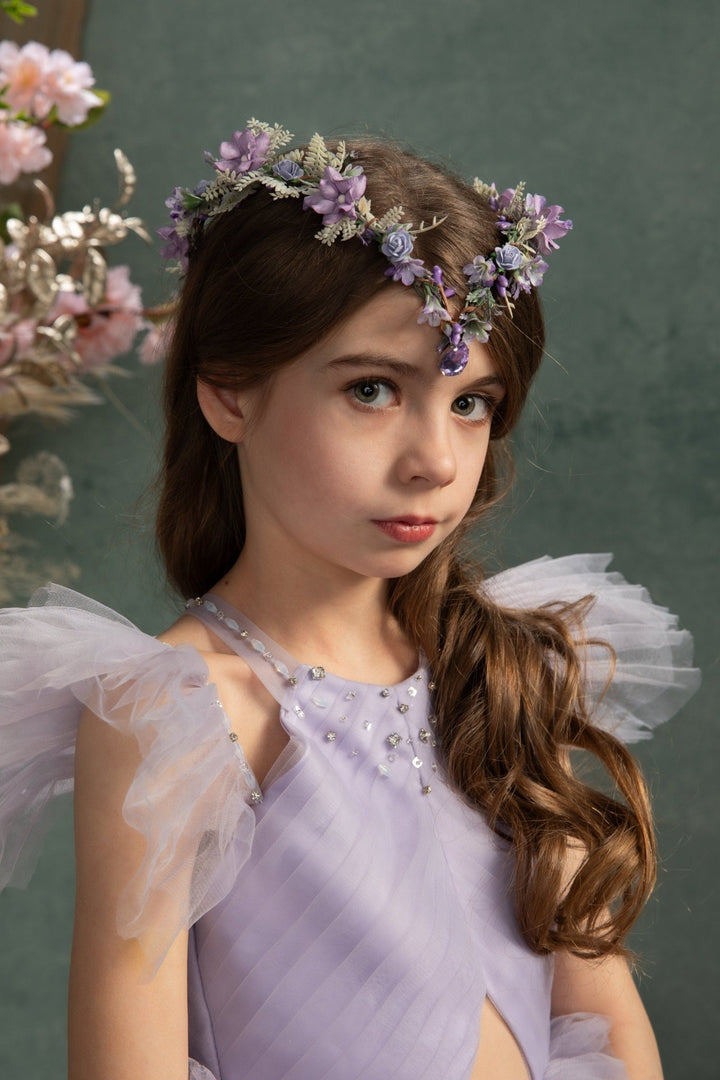 Elven Flower Tiara: Lilac Bridal Wedding Crown – handmade floral hair accessory by magaela