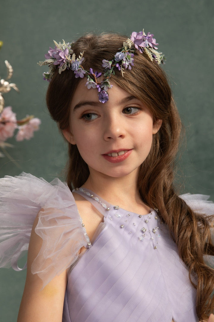 Elven Flower Tiara: Lilac Bridal Wedding Crown – handmade floral hair accessory by magaela