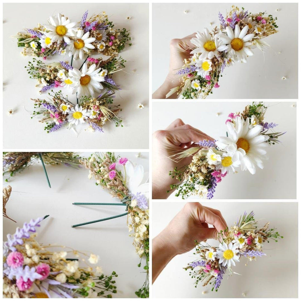 Daisy Meadow Cake Toppers: Wedding Flower Decoration, Set of 3 – handmade floral hair accessory by magaela