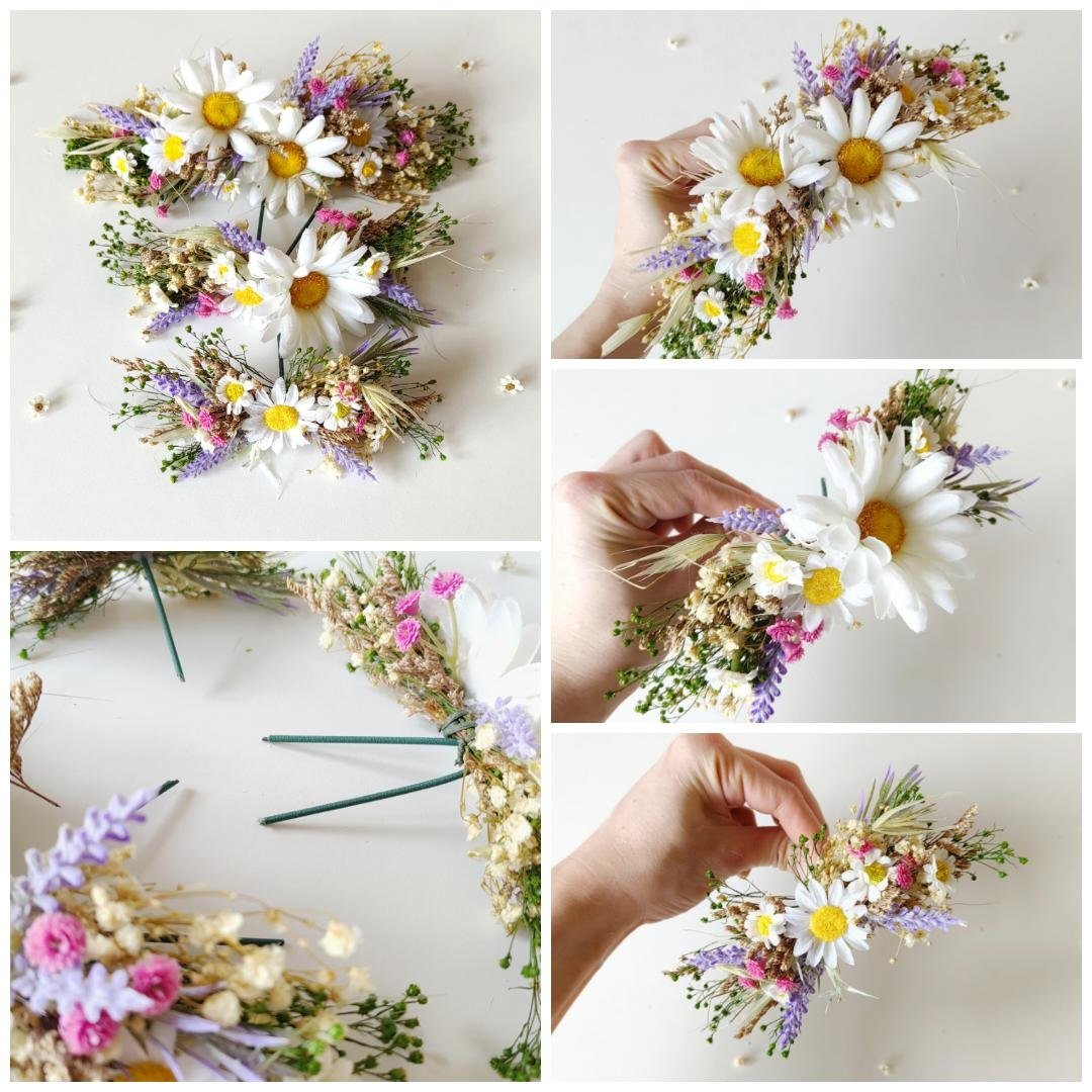 Daisy Meadow Cake Toppers: Wedding Flower Decoration, Set of 3 – handmade floral hair accessory by magaela