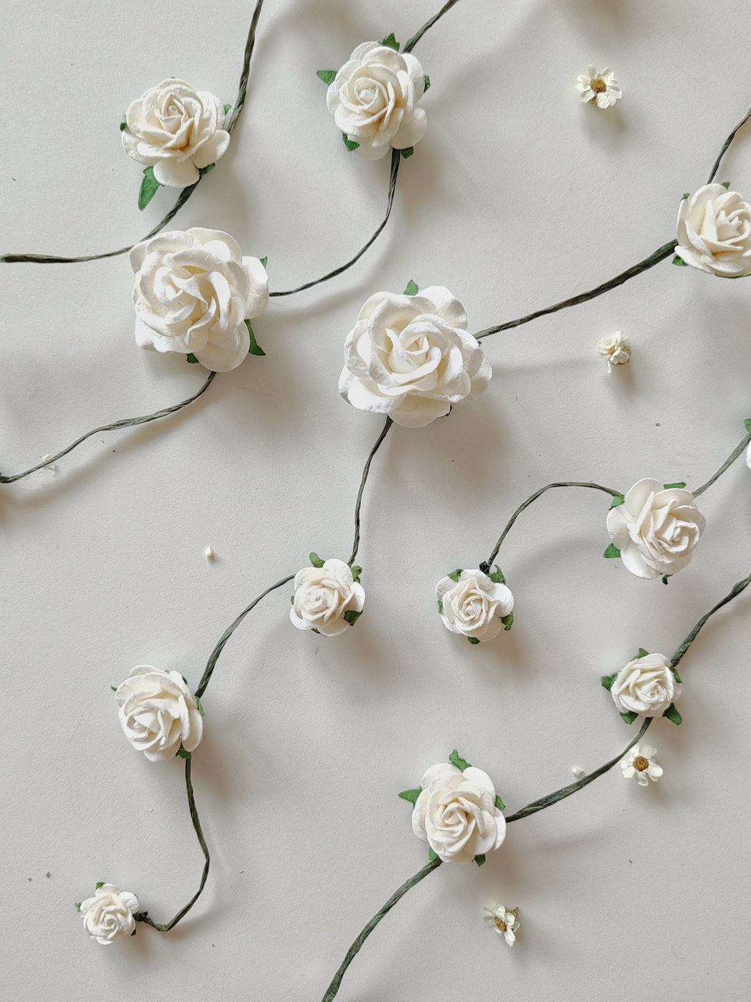 Greenery Bridal Hair Vine: White Roses & Eucalyptus Wedding Accessory – handmade floral hair accessory by magaela