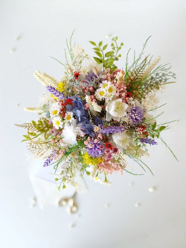 Large Artificial Wildflower Bouquet: Meadow Bridal Bouquet – handmade floral hair accessory by magaela
